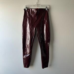 Spanx burgundy faux leather/pleather leggings
